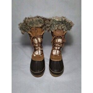 Khombu Womens Nordic 2 Suede Faux Fur Winter Boots Waterproof Size 7 Brown Cream